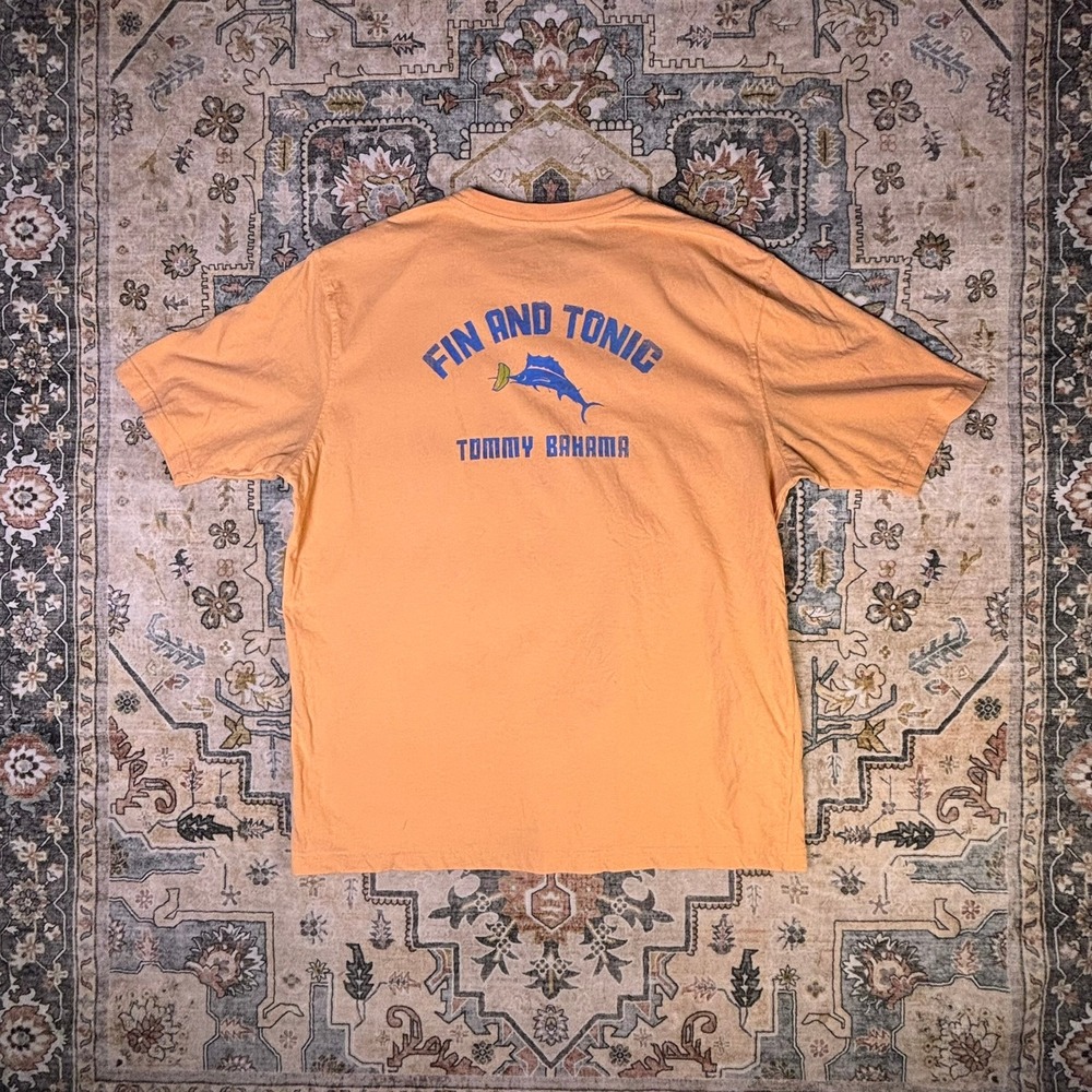 Tommy Bahama Relax Fin and Tonic Orange Graphic T-Shirt Cotton Mens XL Outdoor